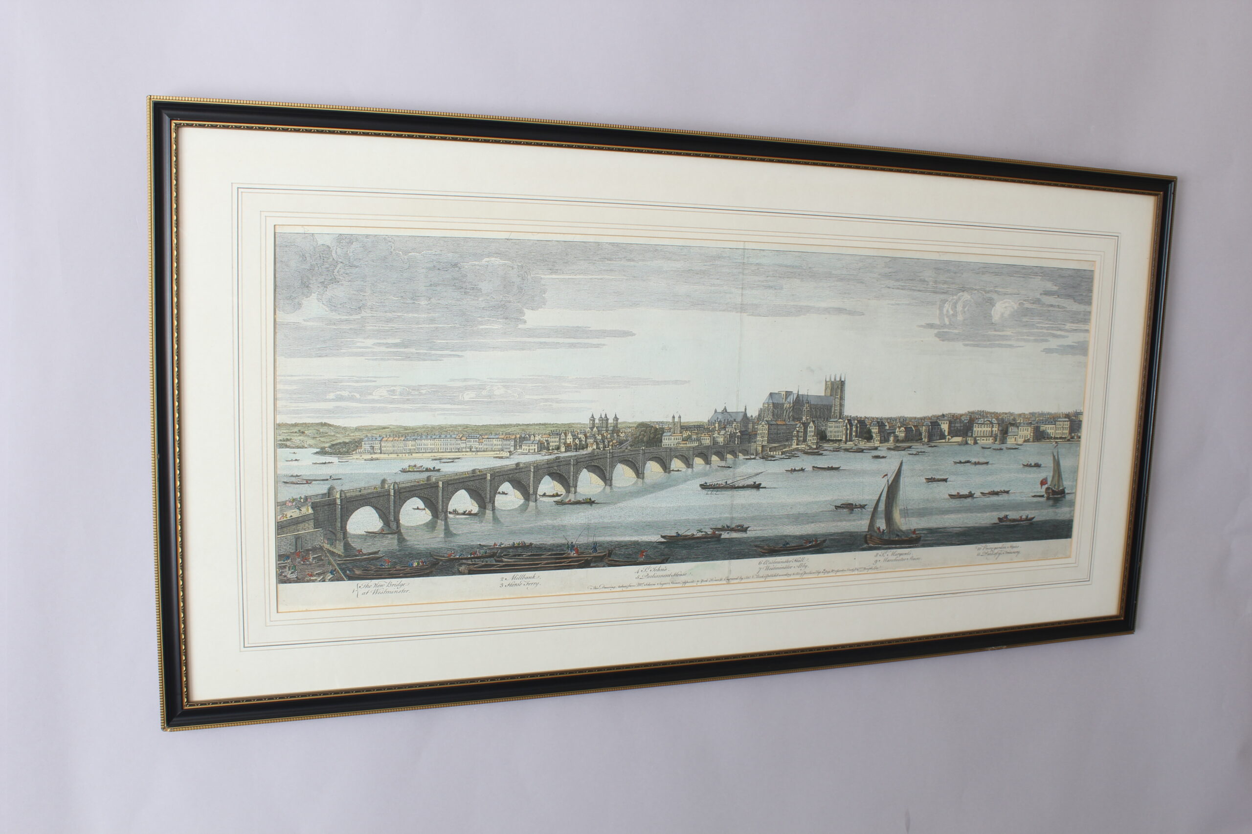 Fine and rare set of five panoramas of the River Thames by Samuel and Nathaniel Buck