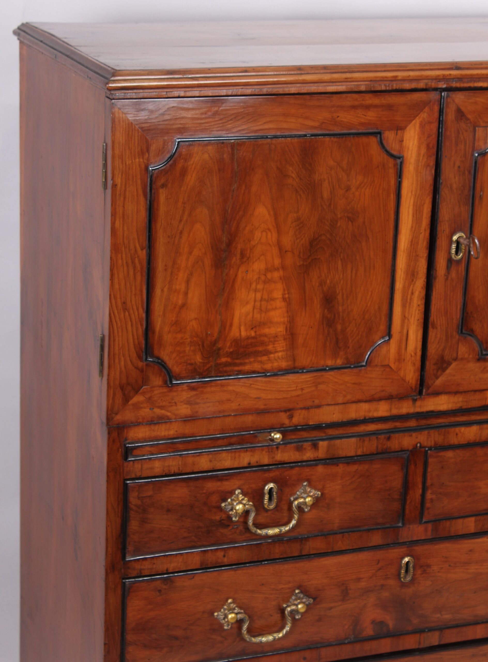 Fine and rare George III period yew-tree cabinet of delightfully small proportions