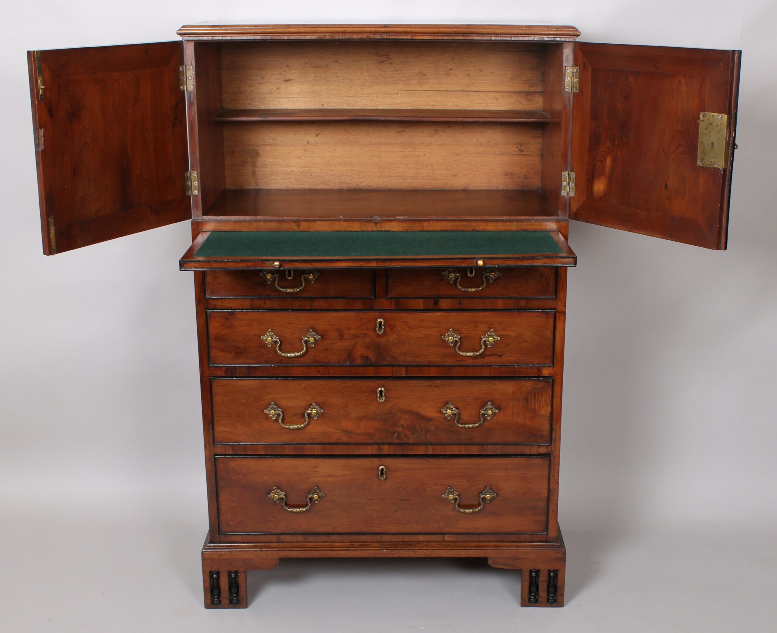 Fine and rare George III period yew-tree cabinet of delightfully small proportions