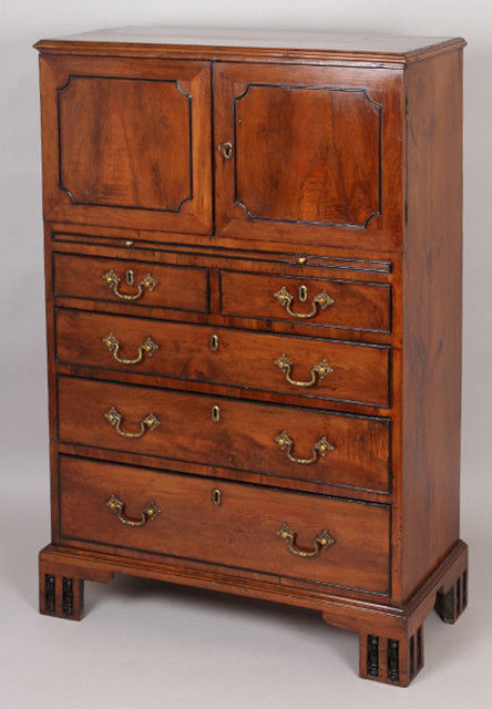 Fine and rare George III period yew-tree cabinet of delightfully small proportions