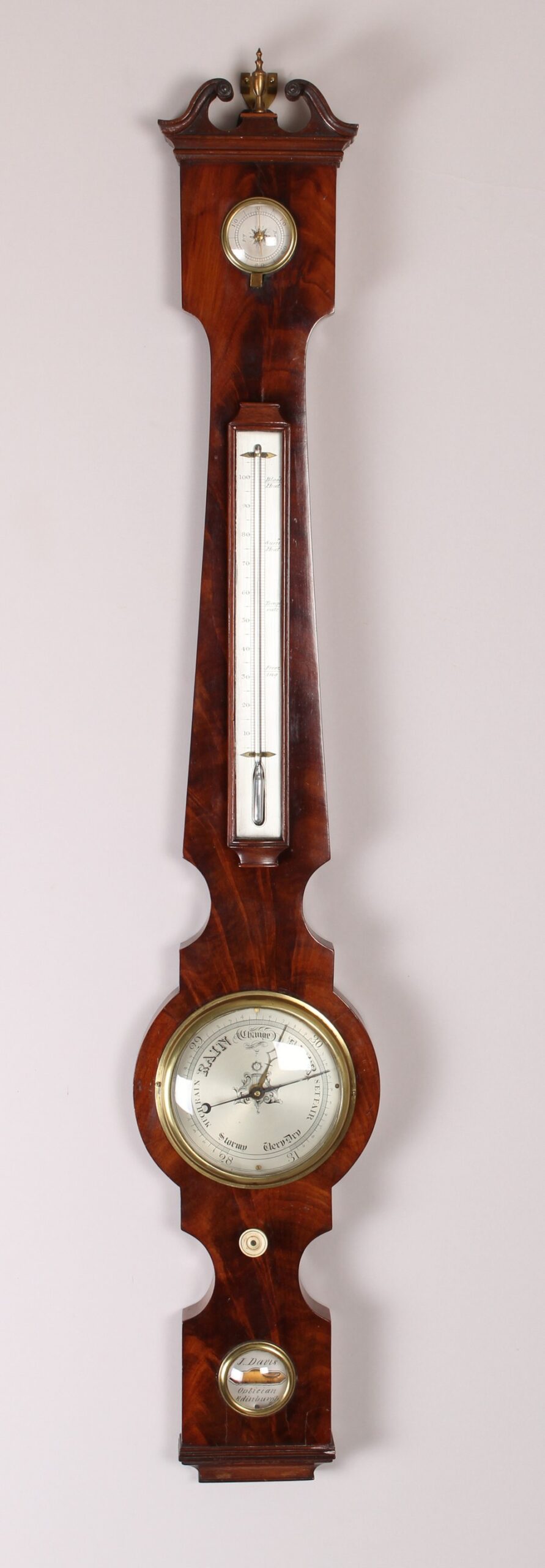 Nineteenth century mahogany wheel barometer by John Davis of Edinburgh