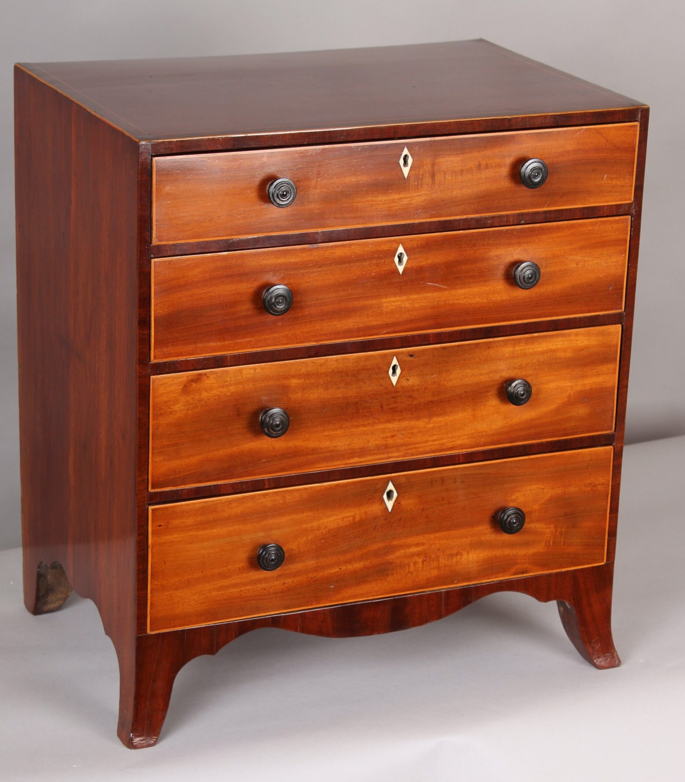 George III period miniature mahogany chest-of-drawers