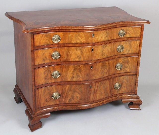 George III period mahogany serpentine-fronted chest-of-drawers