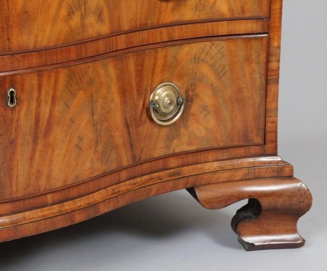 George III period mahogany serpentine-fronted chest-of-drawers