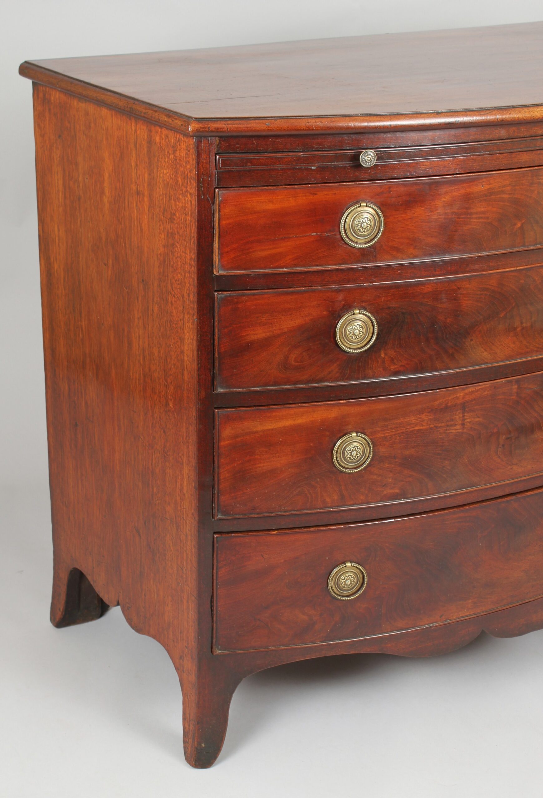 George III period mahogany bow-fronted chest-of-drawers of good rich colour