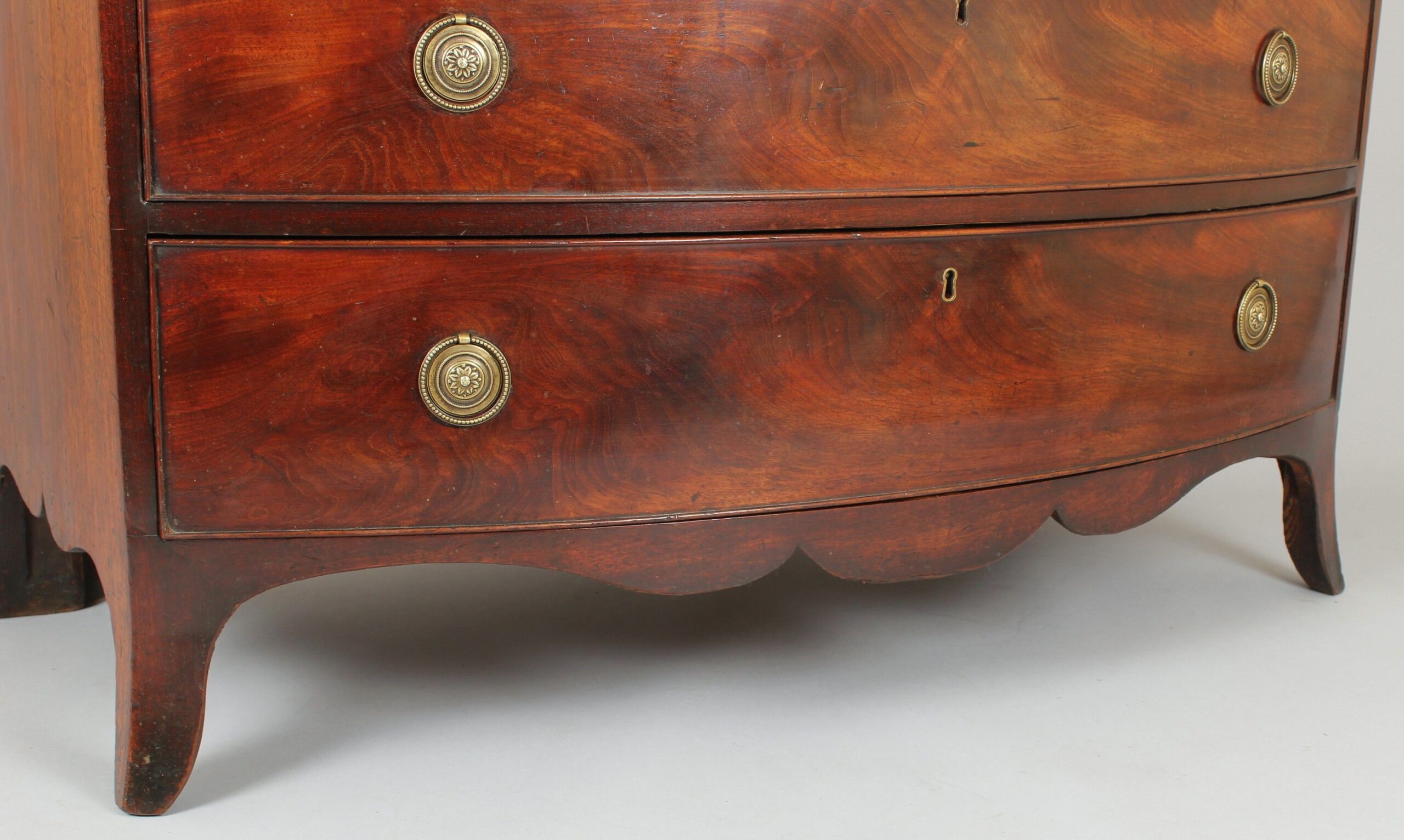 George III period mahogany bow-fronted chest-of-drawers of good rich colour