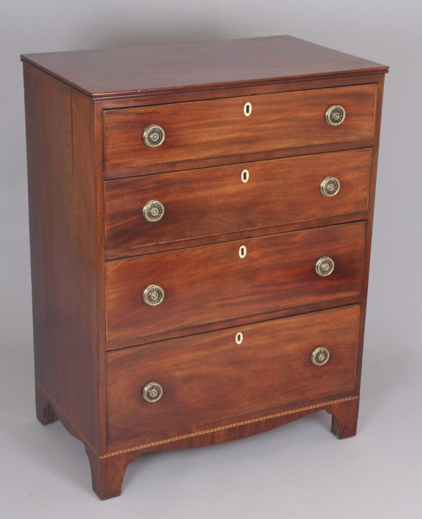 George III period mahogany chest-of-drawers of narrow proportions