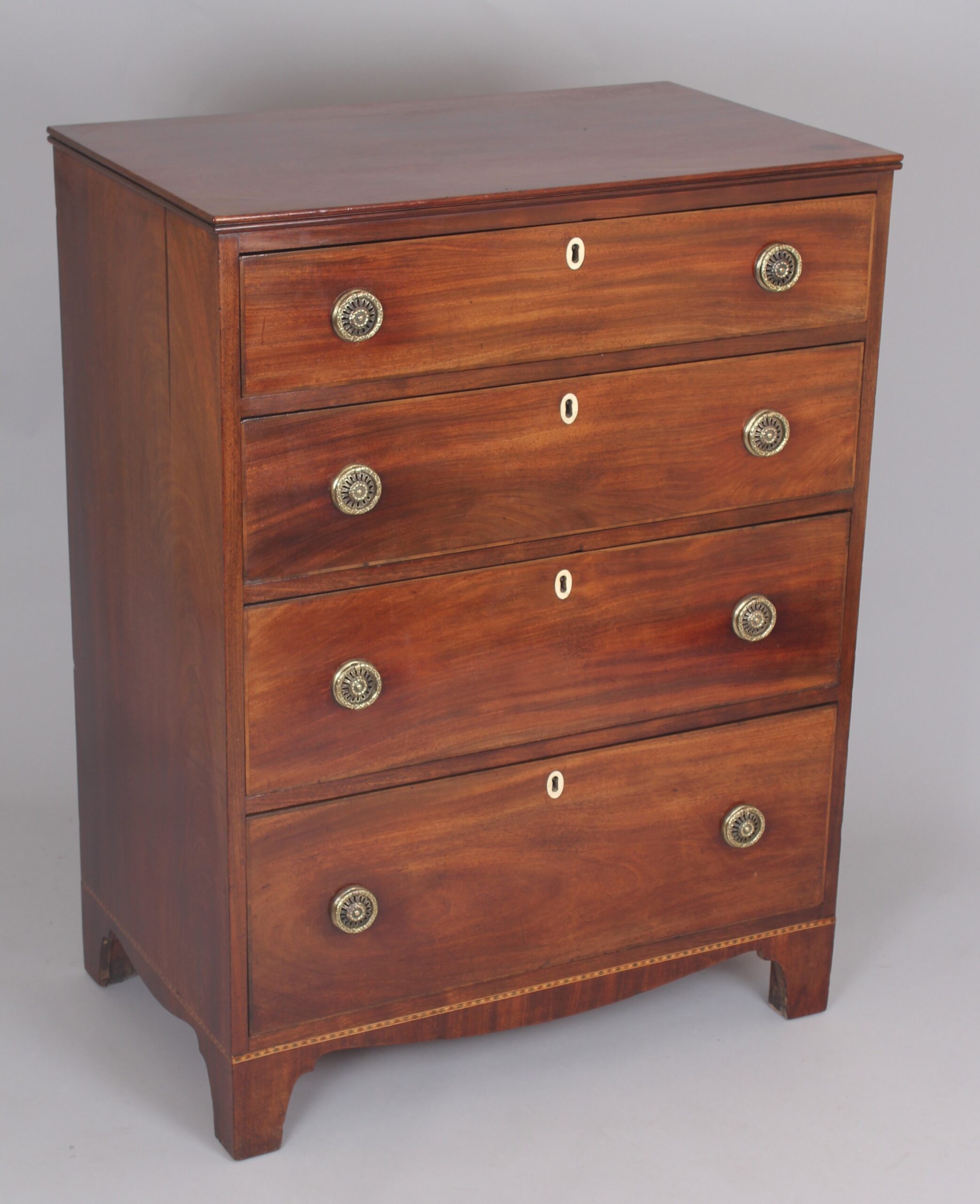 George III period mahogany chest-of-drawers of narrow proportions