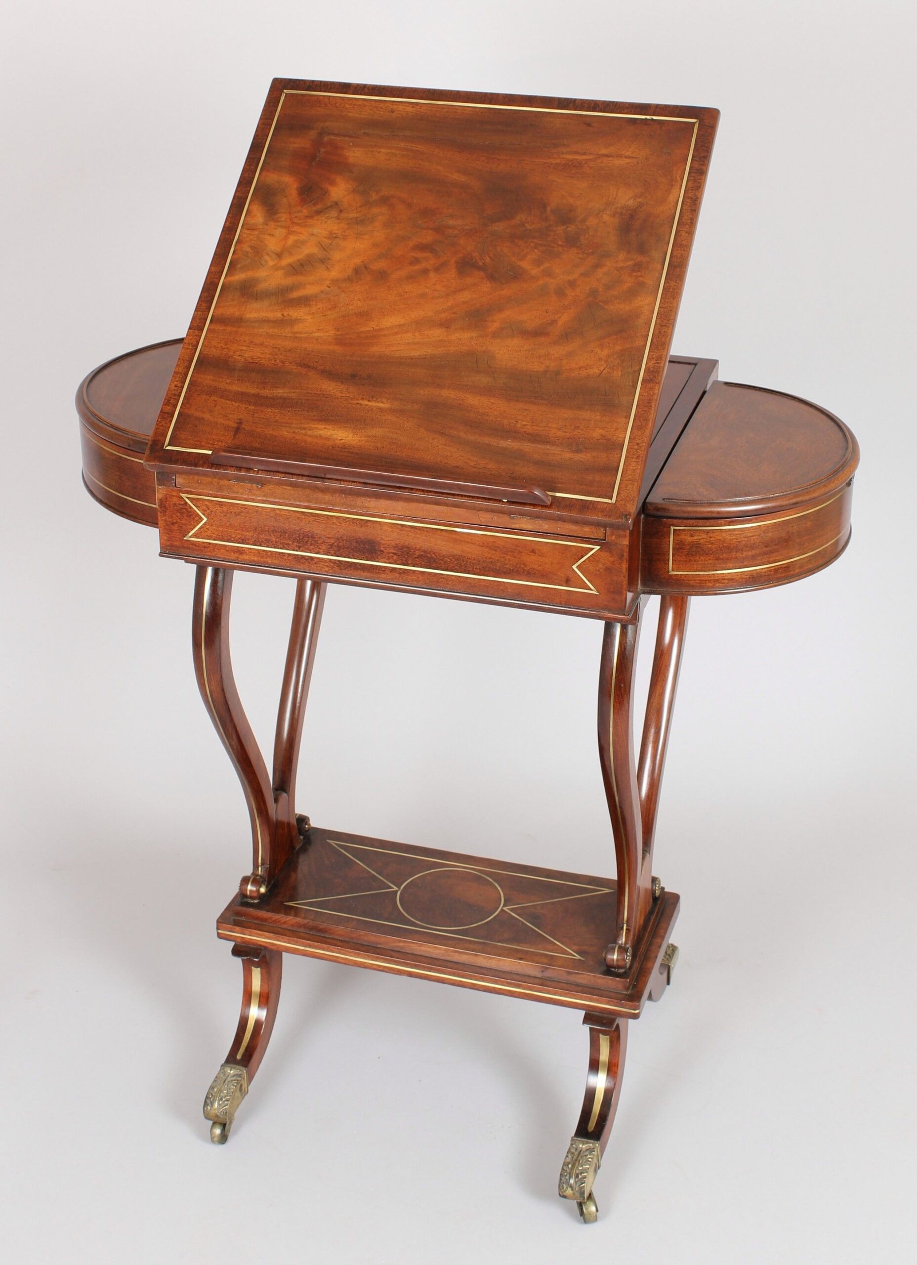 Regency mahogany and brass inlaid work-table