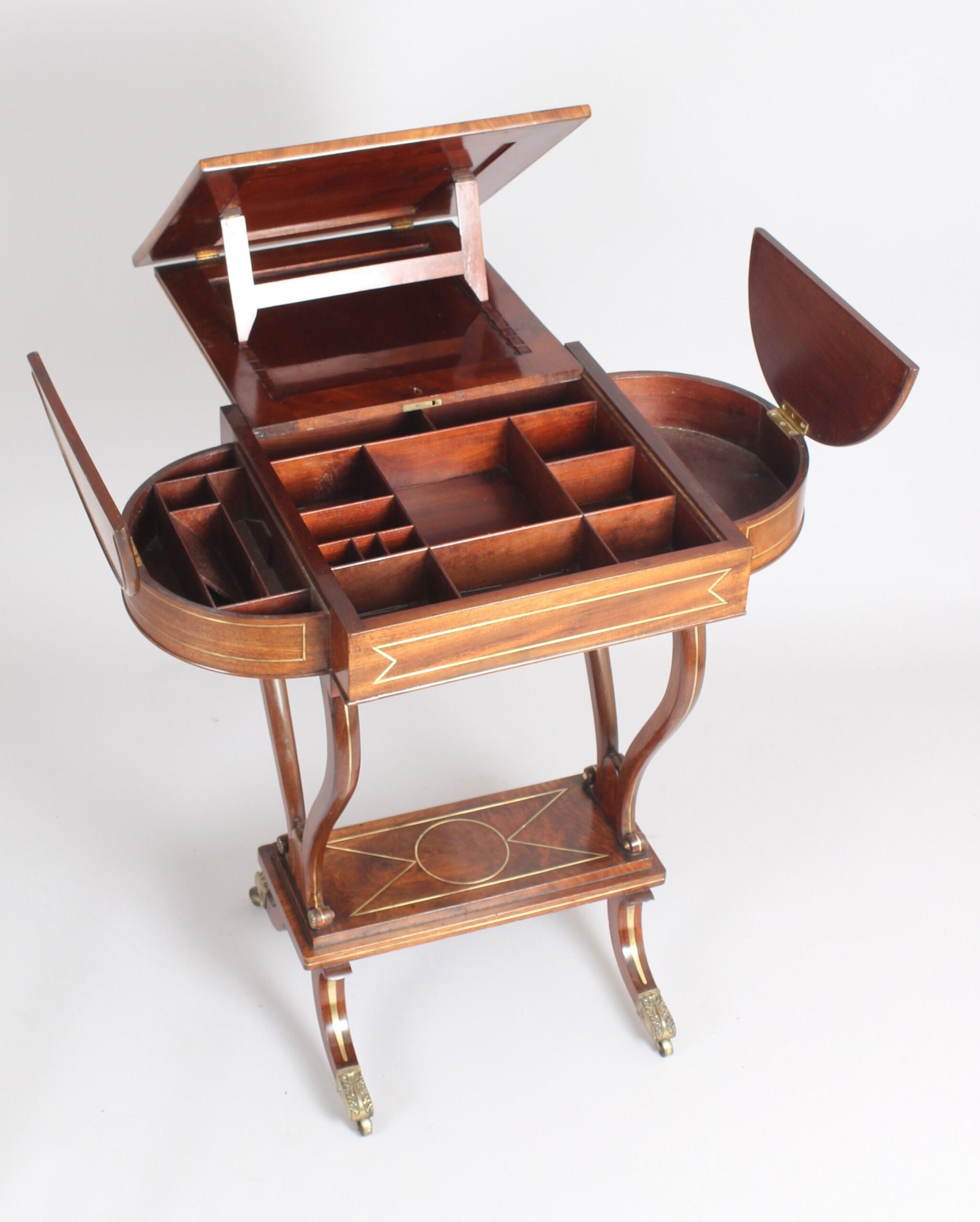 Regency mahogany and brass inlaid work-table
