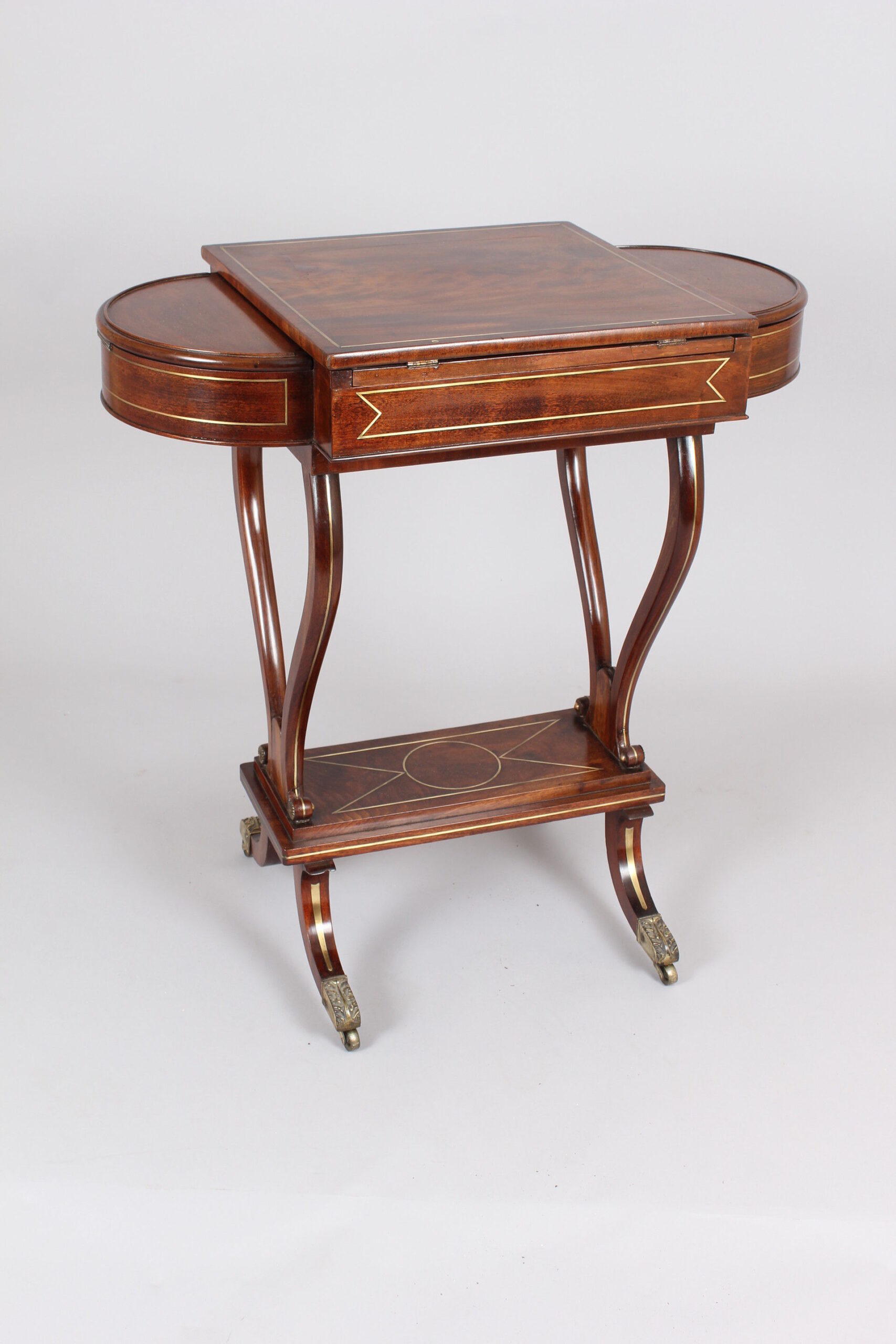 Regency mahogany and brass inlaid work-table