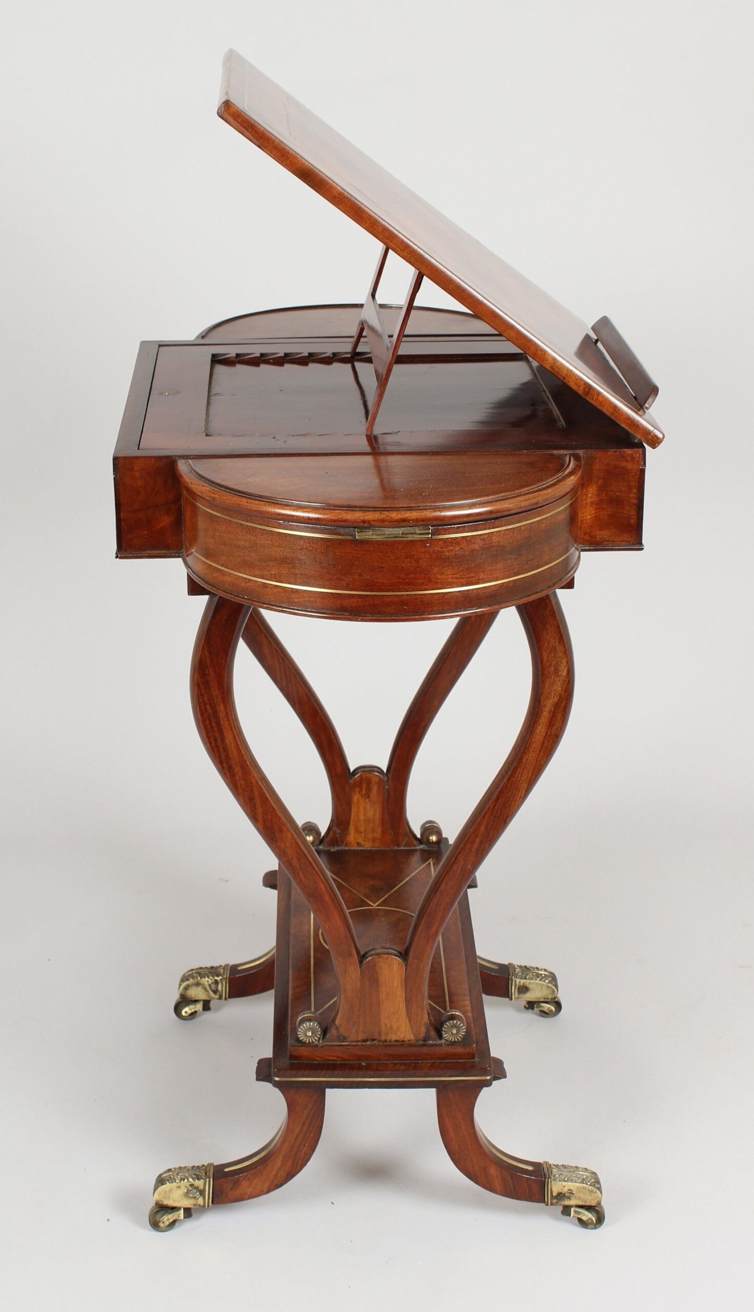 Regency mahogany and brass inlaid work-table