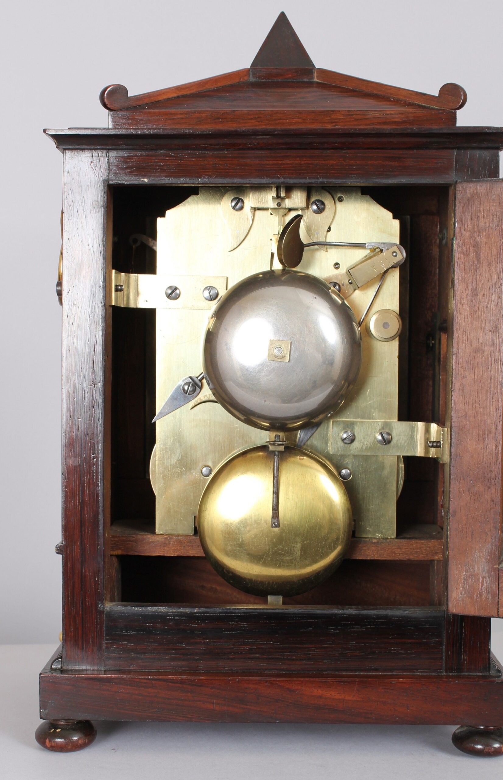 George IV period rosewood and brass-inlaid small bracket-clock