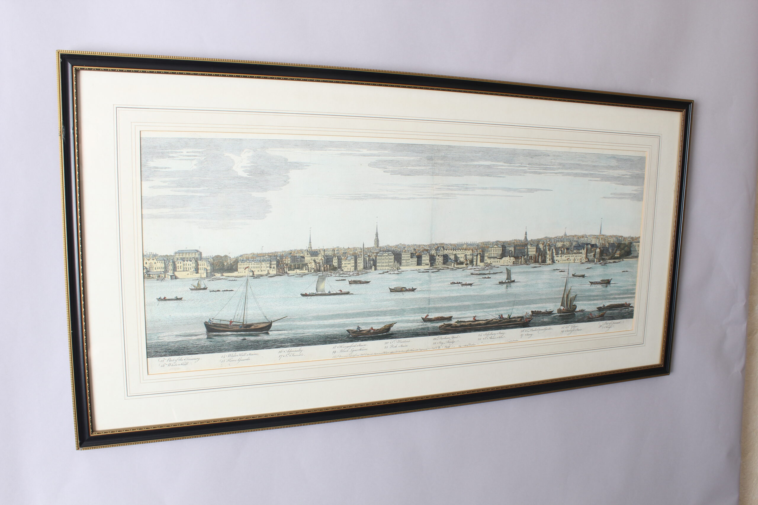 Fine and rare set of five panoramas of the River Thames by Samuel and Nathaniel Buck