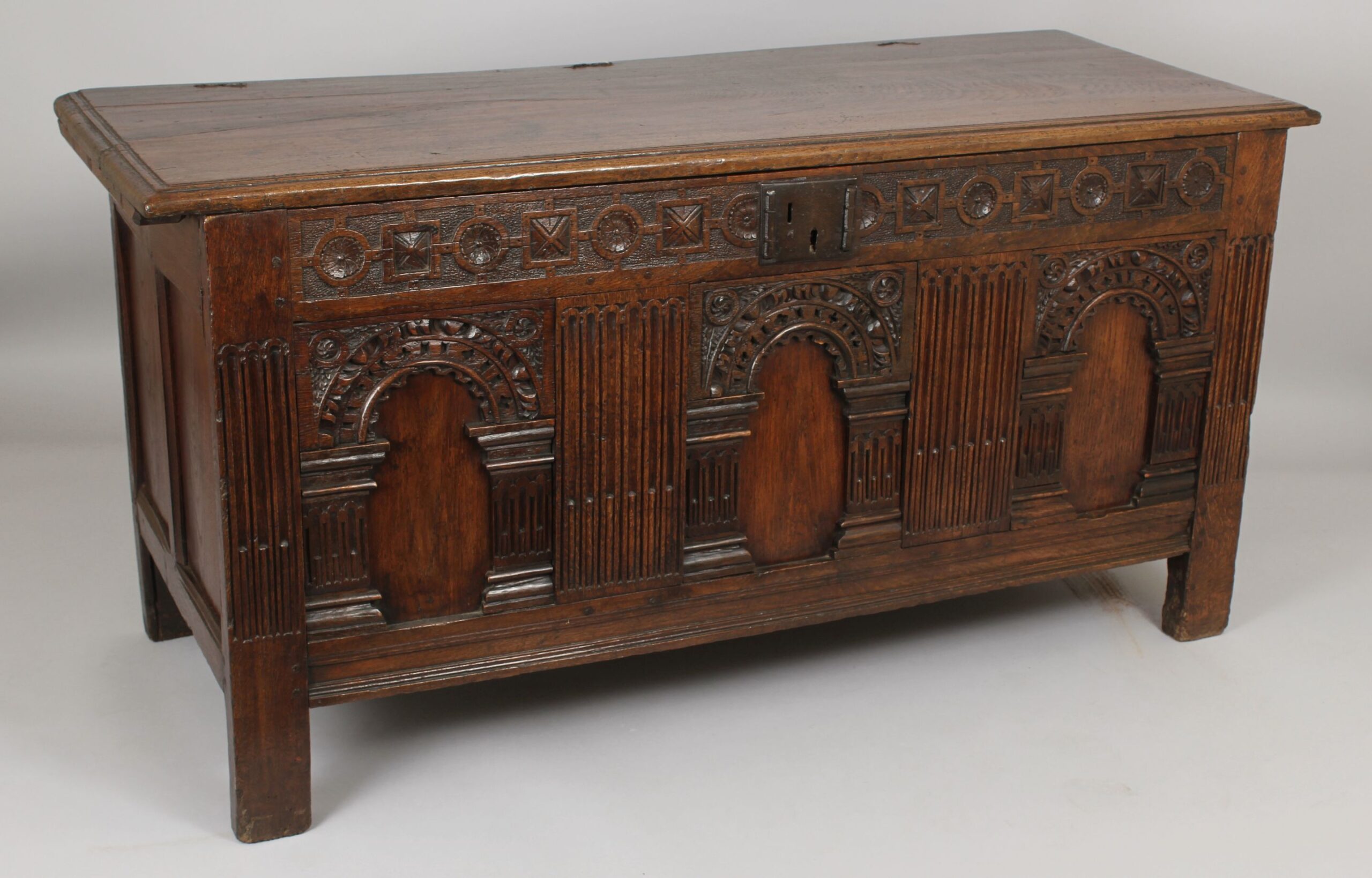 Seventeenth century large oak coffer