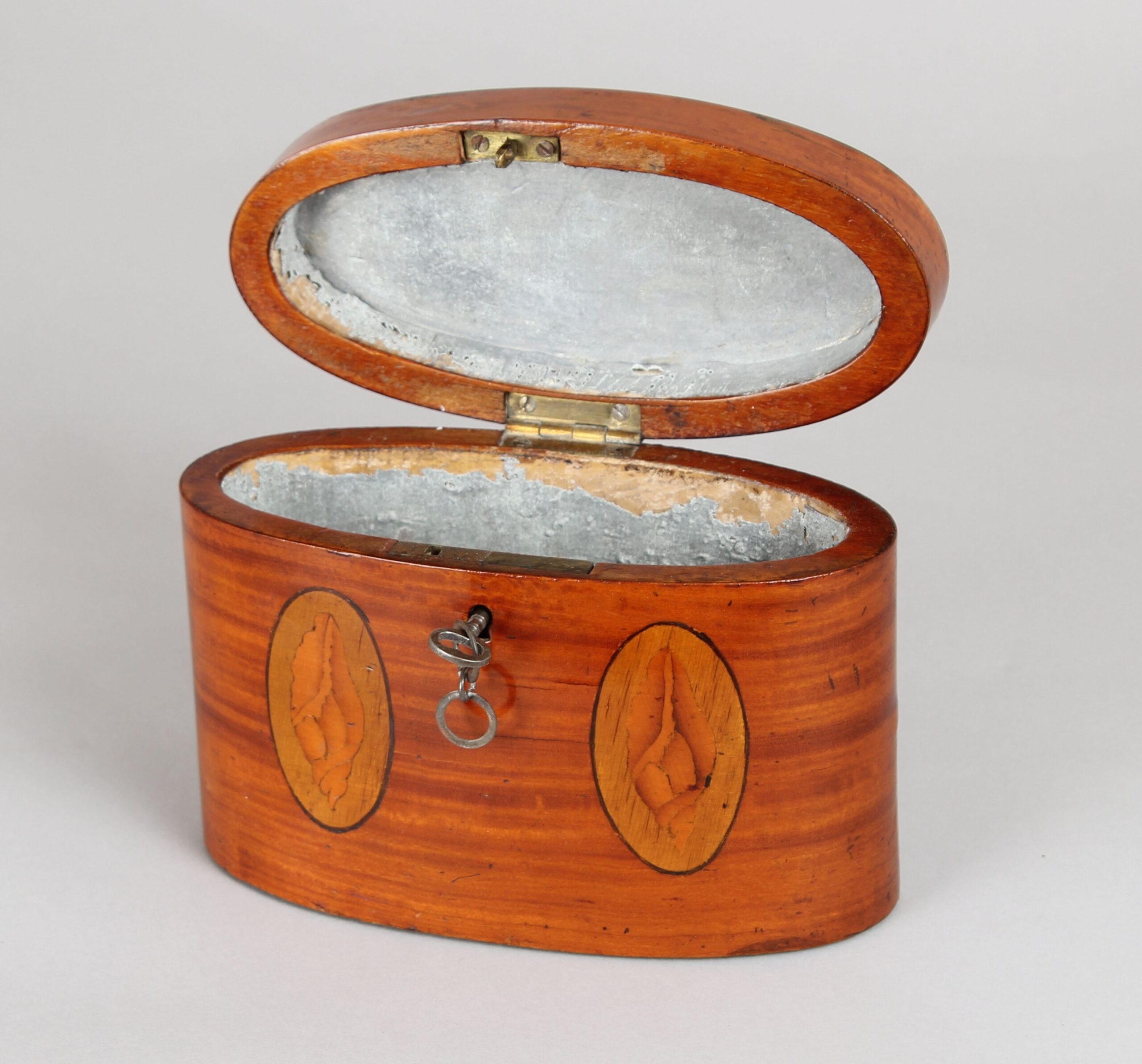 George III period satinwood oval tea caddy