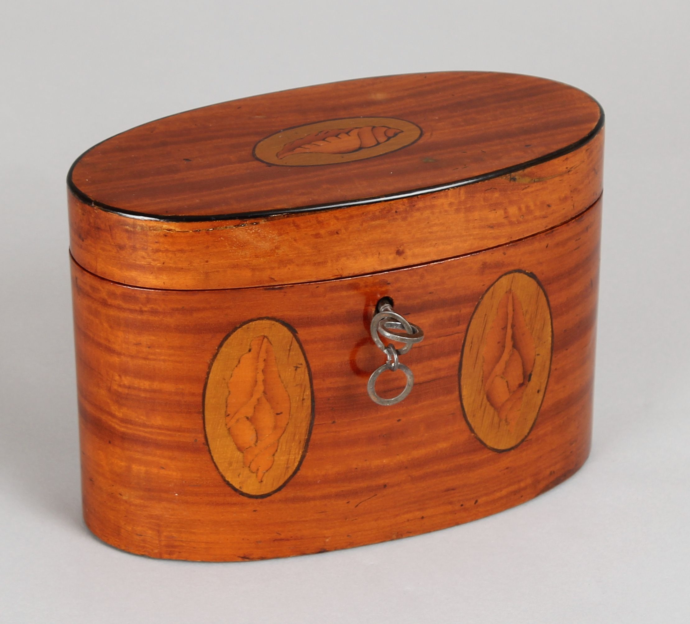 George III period satinwood oval tea caddy