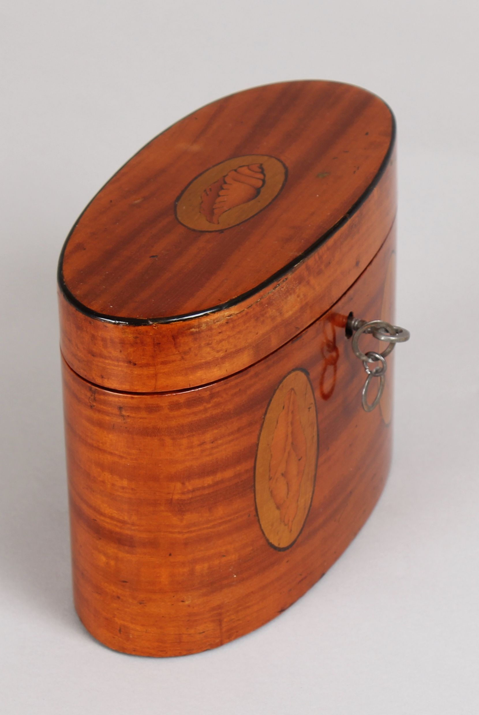 George III period satinwood oval tea caddy