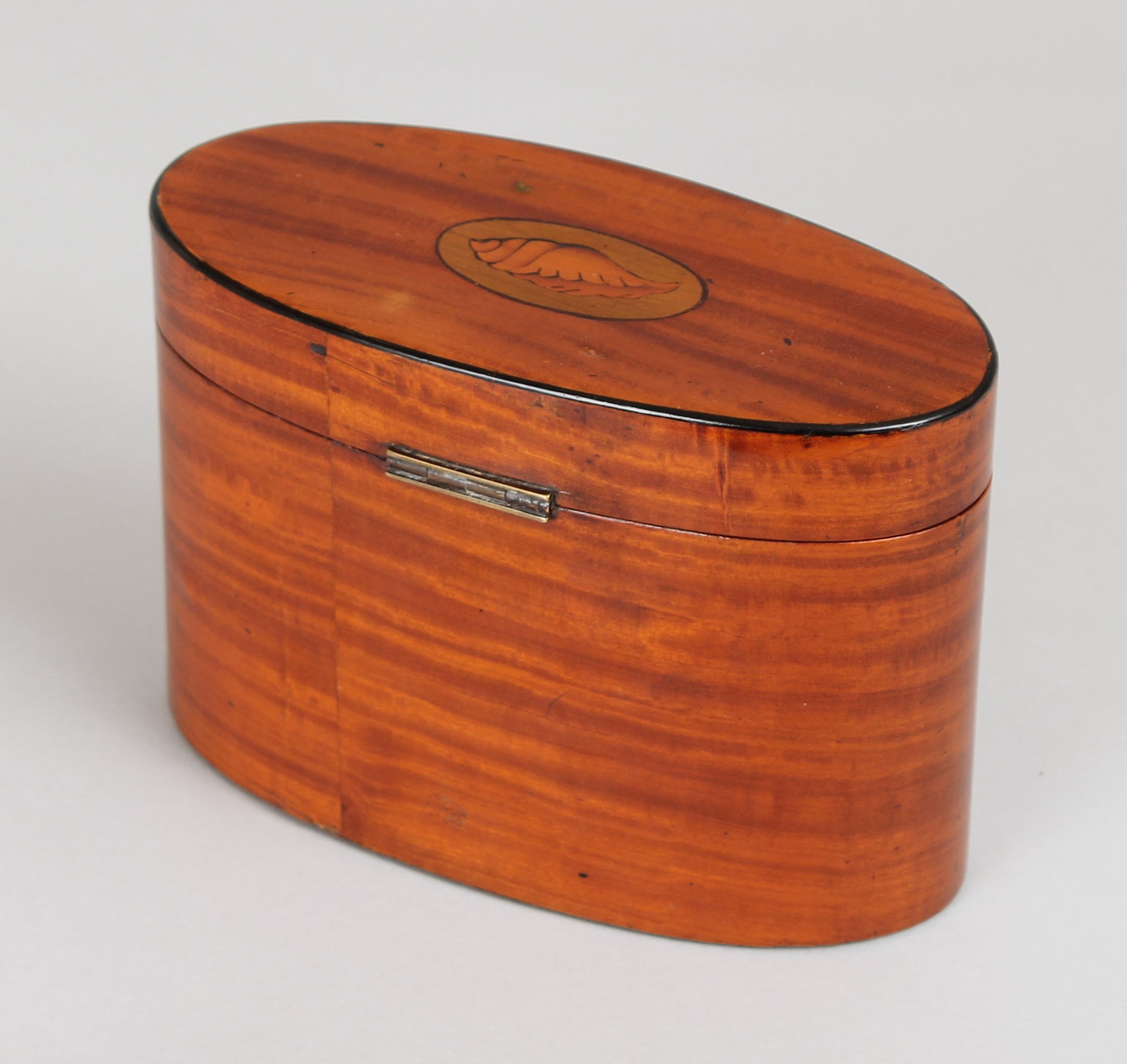 George III period satinwood oval tea caddy