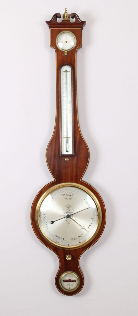 Early 19th century mahogany wheel barometer by Abraham of Bath