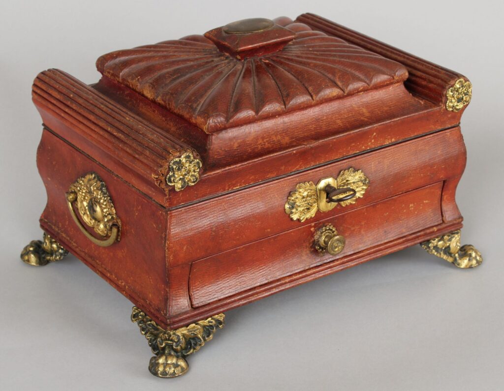 Regency period red Russian-leather work-box