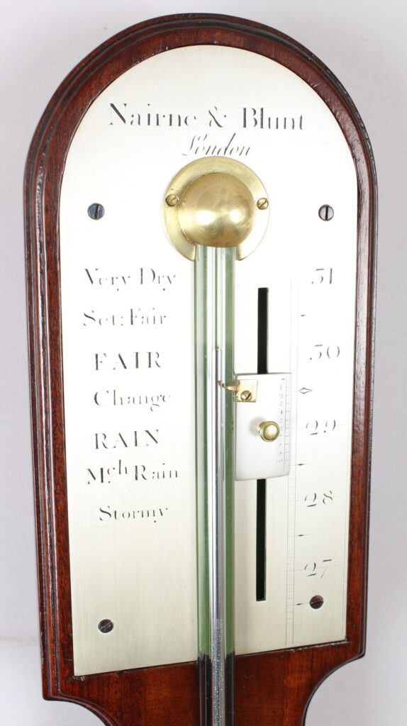 George III period mahogany stick barometer by Nairne & Blunt
