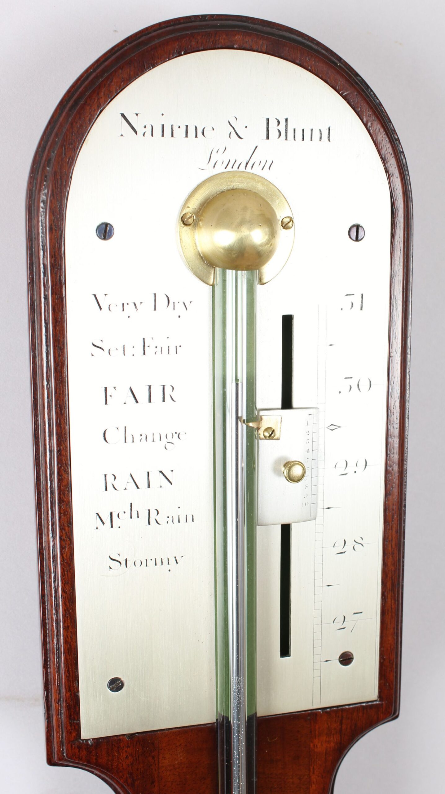 George III period mahogany stick barometer by Nairne & Blunt