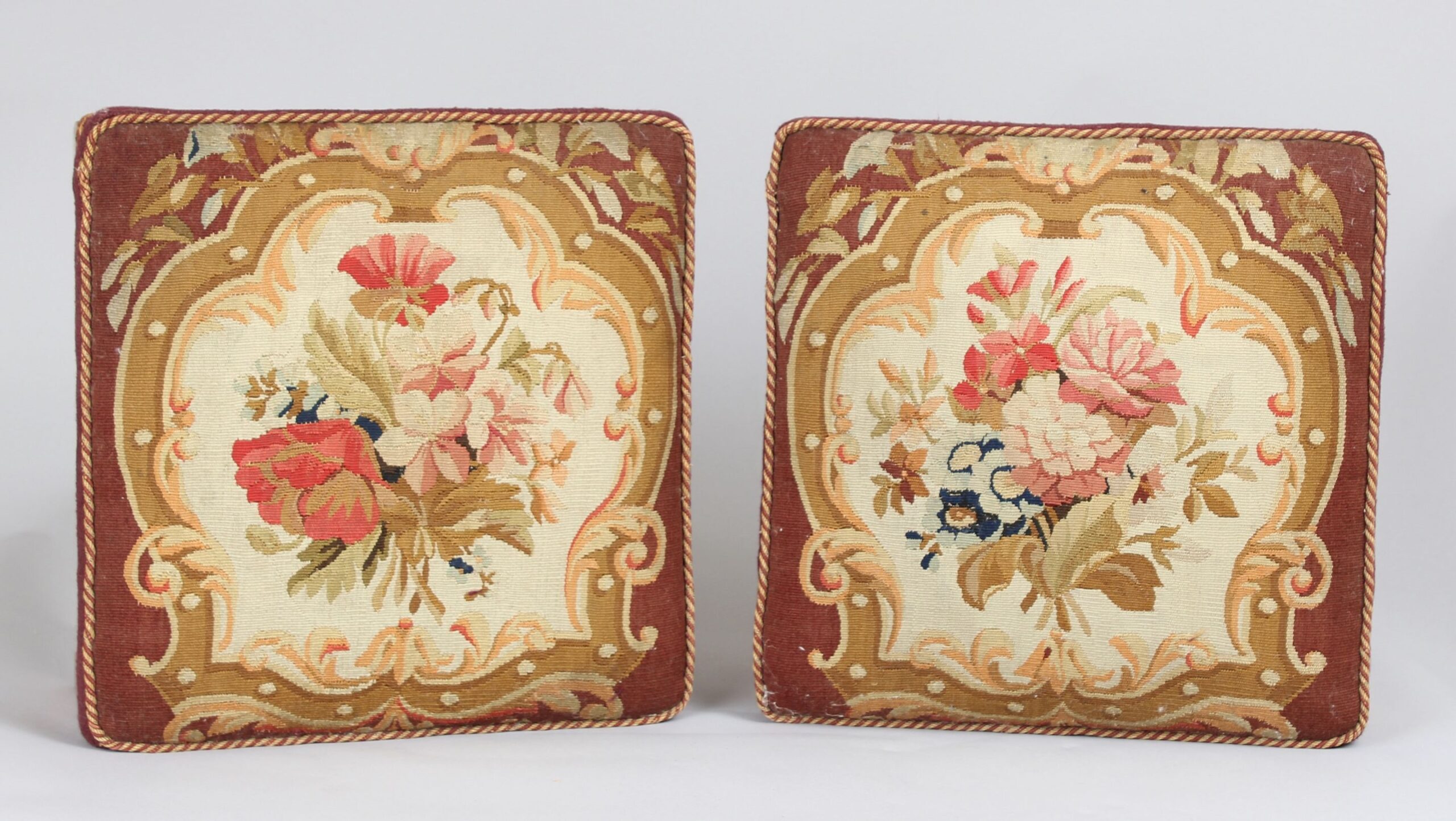 Pair of late George III period satin-birch foot-stools