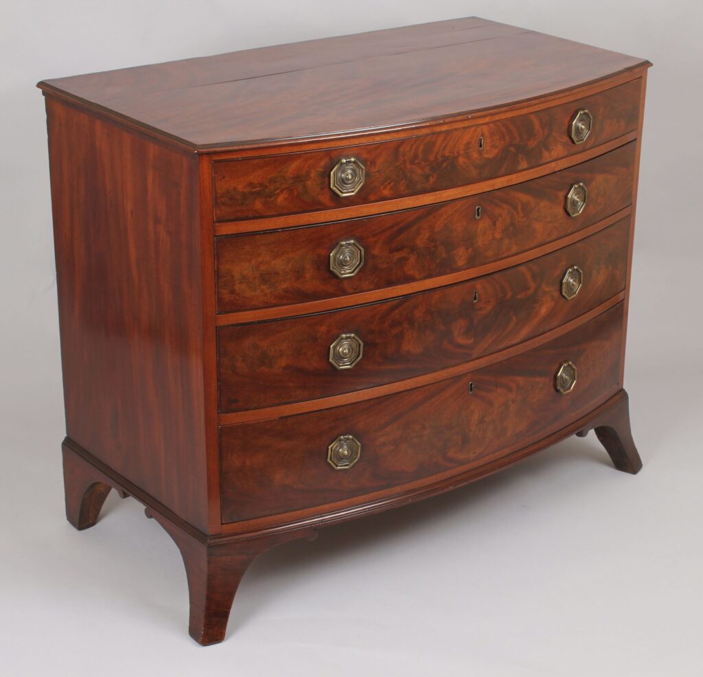 George III period mahogany bow-fronted chest-of-drawers