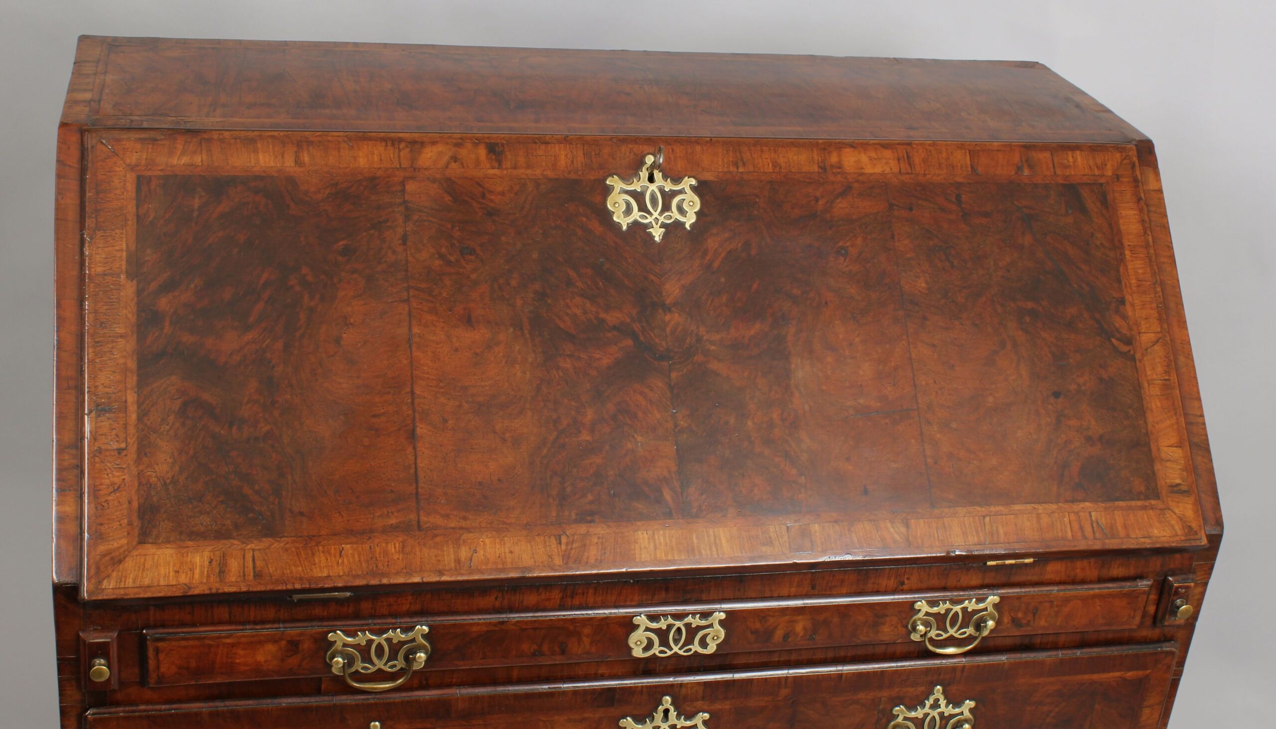 George II period walnut bureau of good rich colour