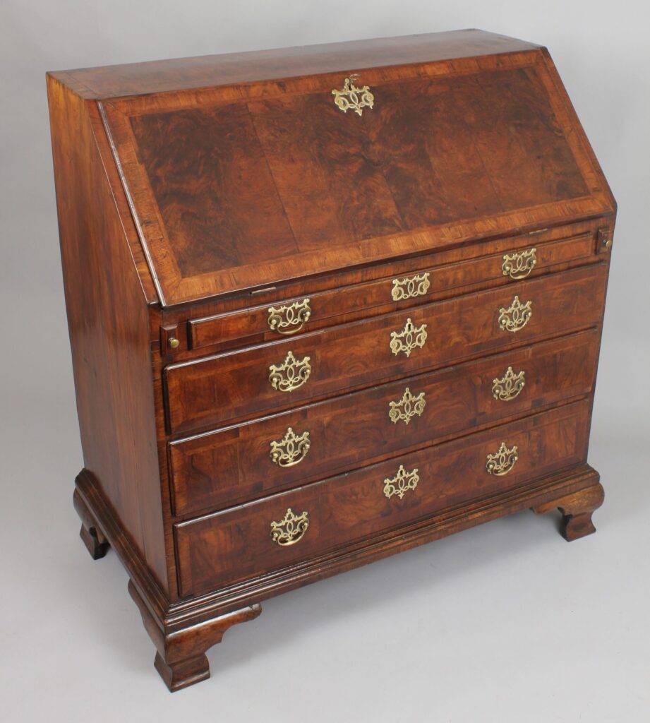 George II period walnut bureau of good rich colour