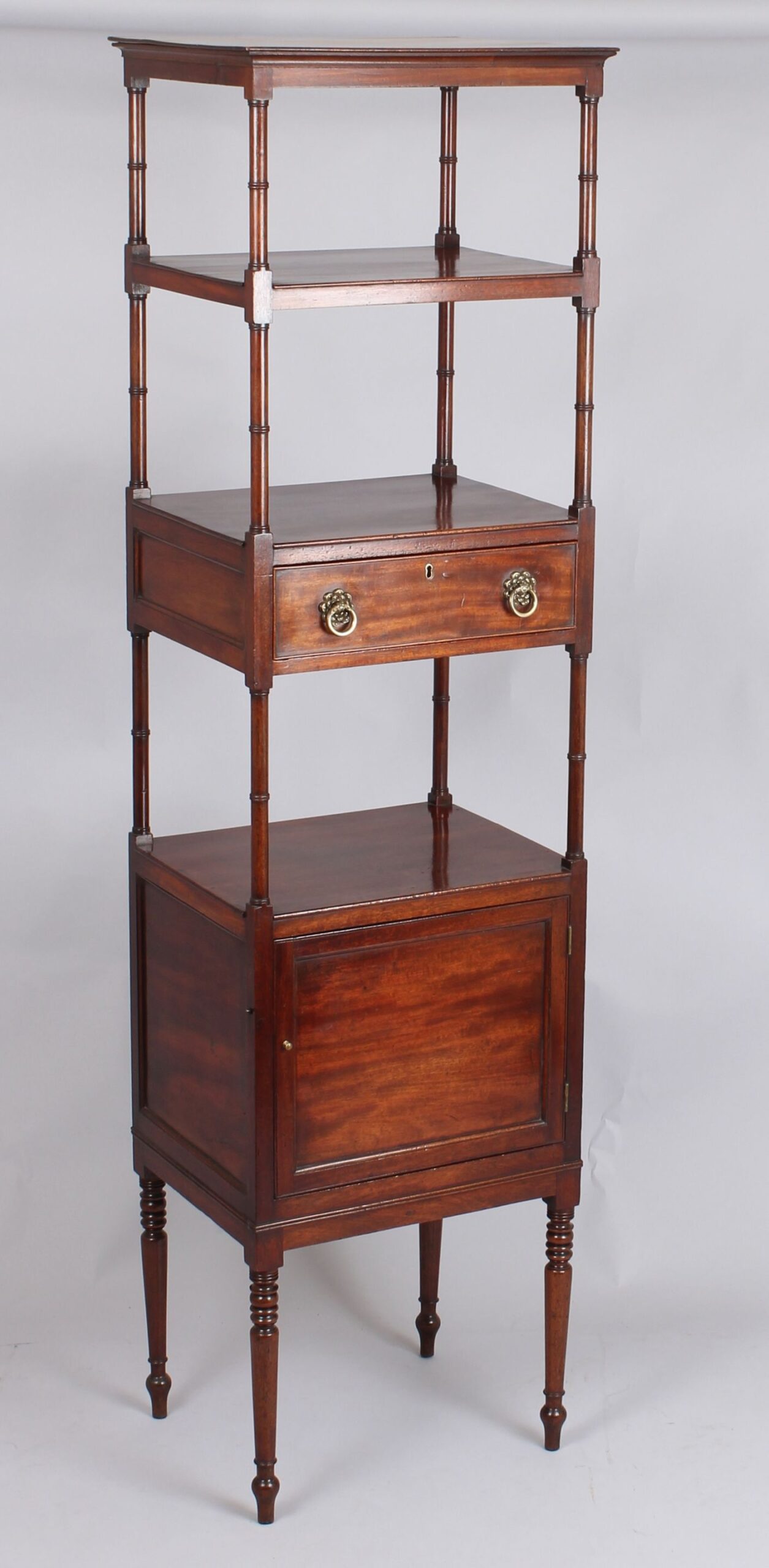 George III period mahogany tall whatnot
