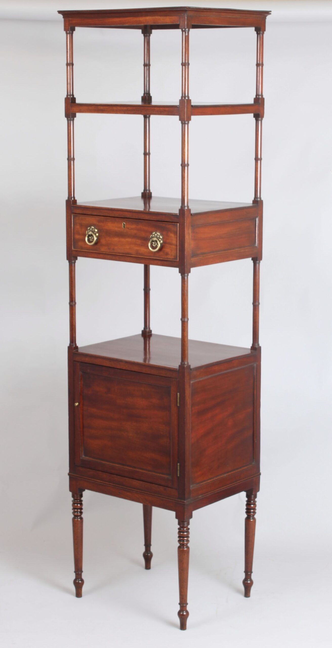 George III period mahogany tall whatnot