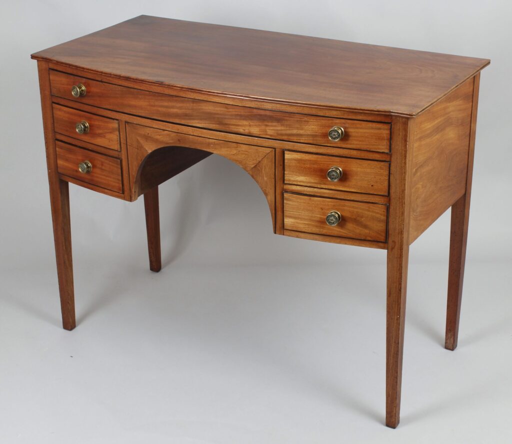 George III period faded mahogany small bow-fronted sideboard