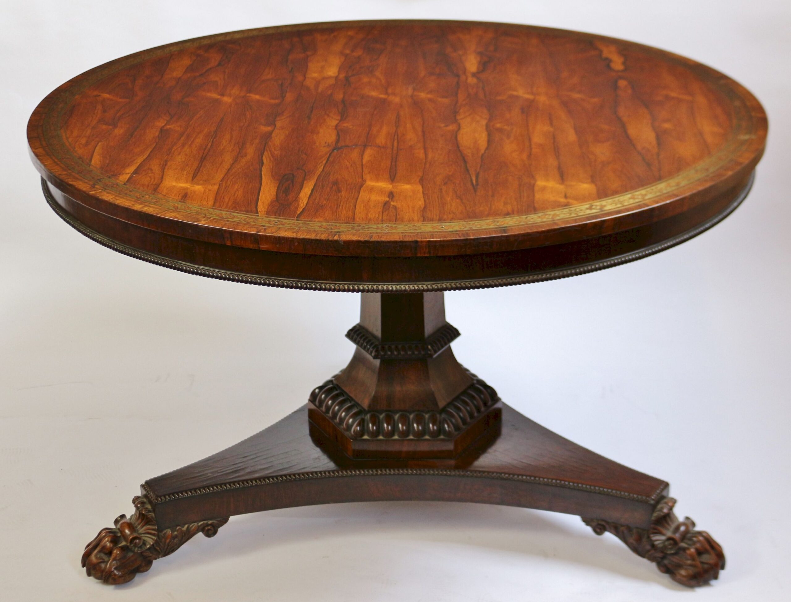 Fine and classic Regency rosewood pedestal table
