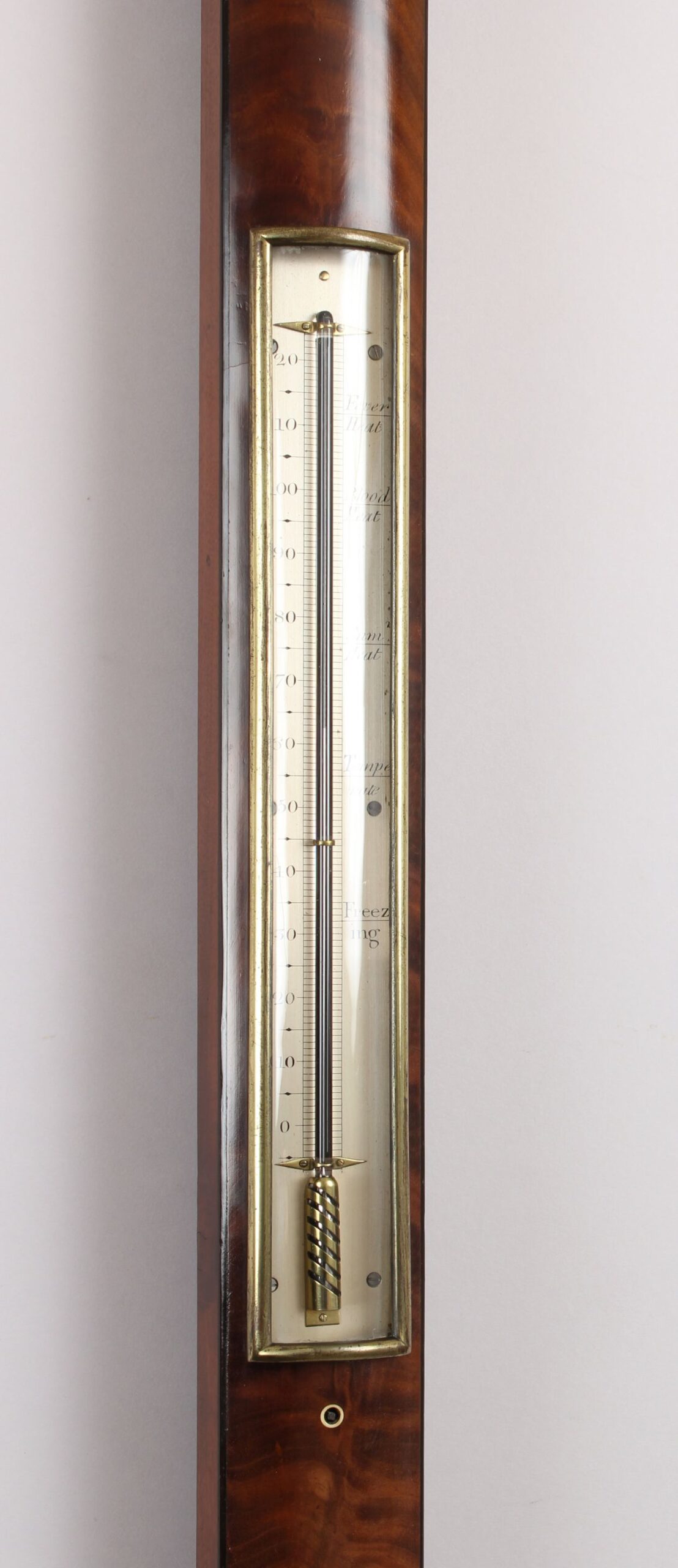 Very fine mahogany bow-fronted stick barometer
