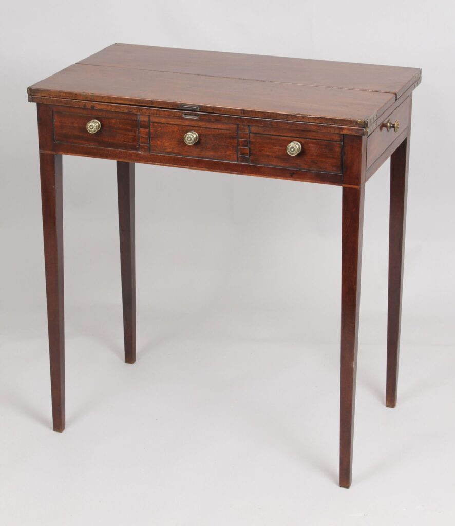 Unusual George III period mahogany flap-top ‘patience’ occasional-table