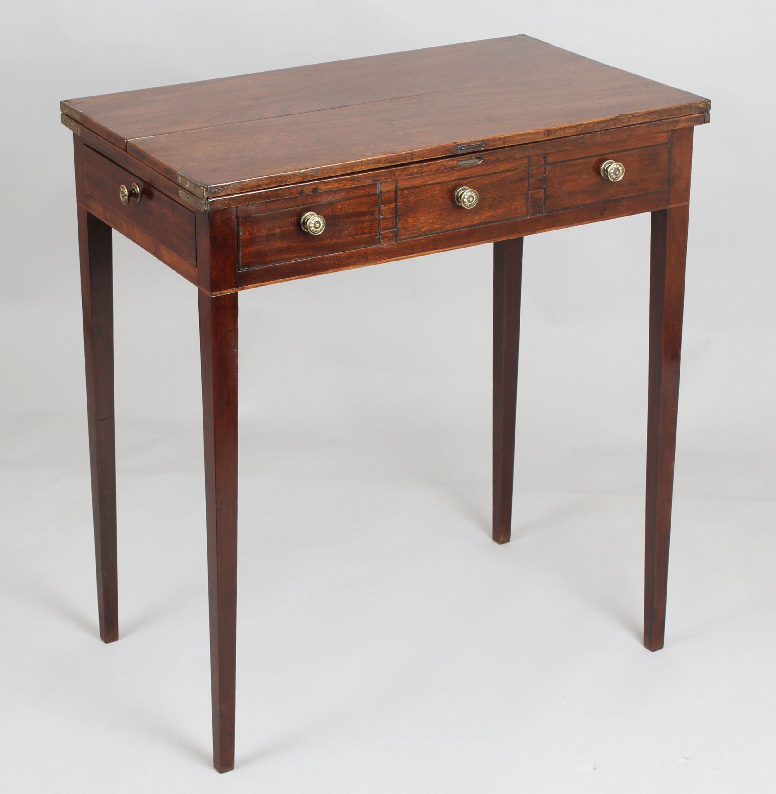 Unusual George III period mahogany flap-top ‘patience’ occasional-table