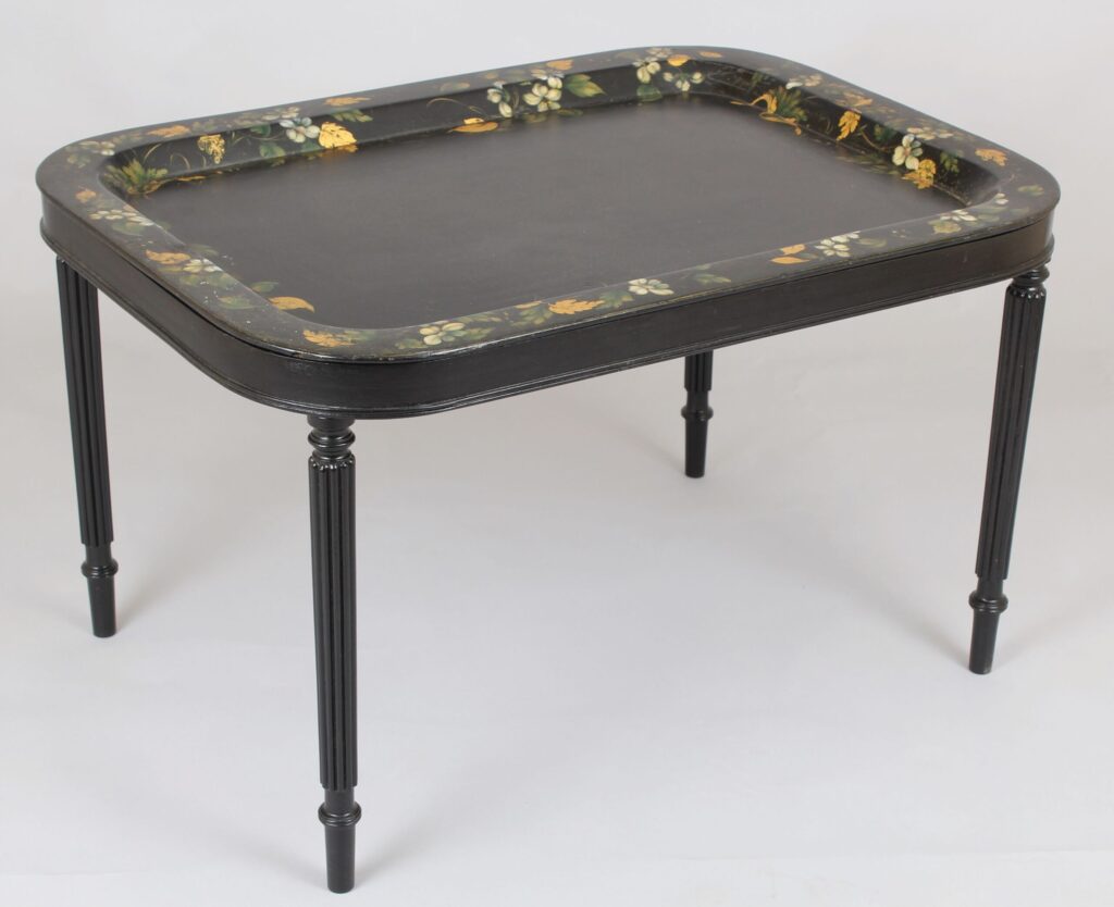 Victorian black papier-mache tray