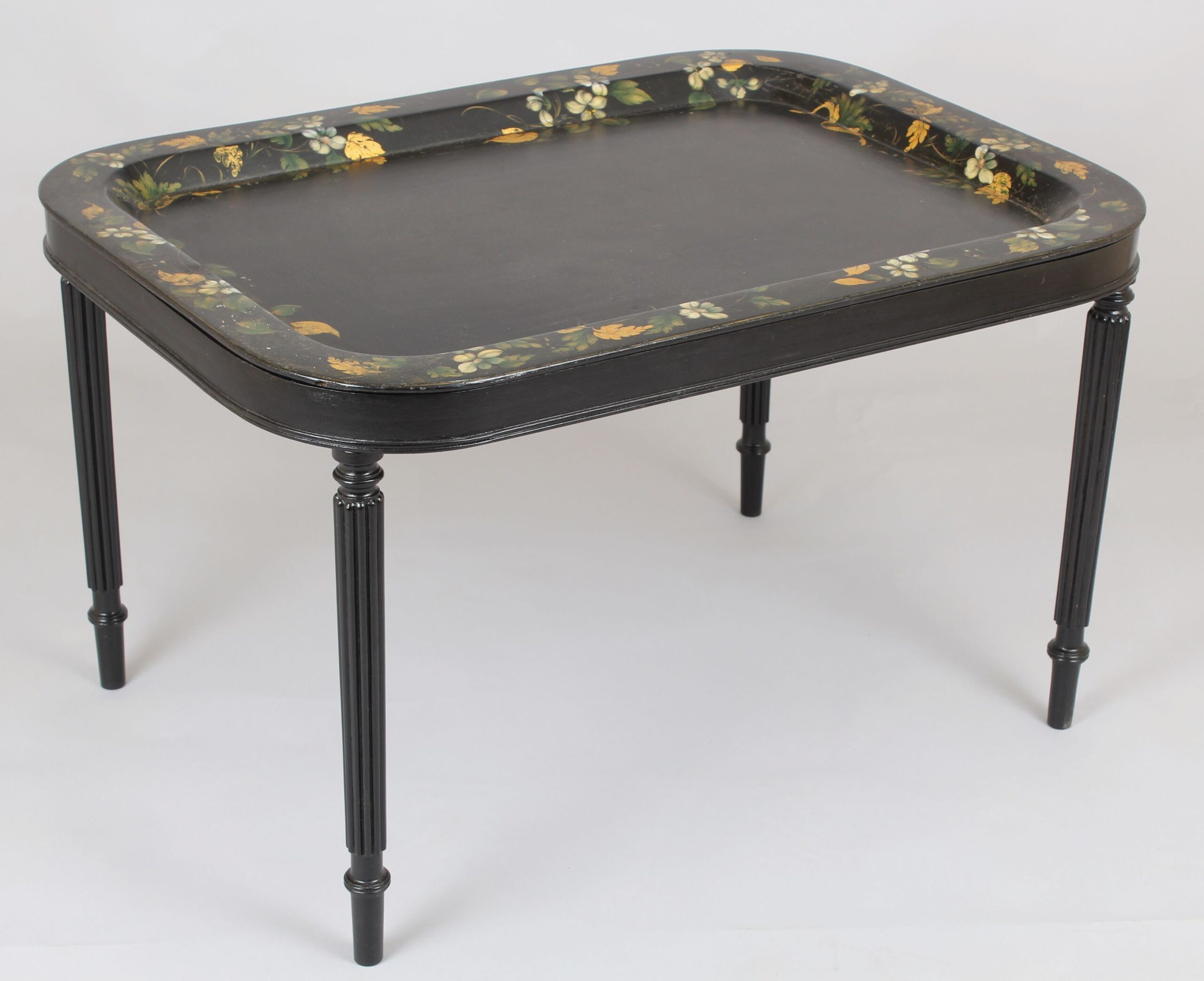 Victorian black papier-mache tray