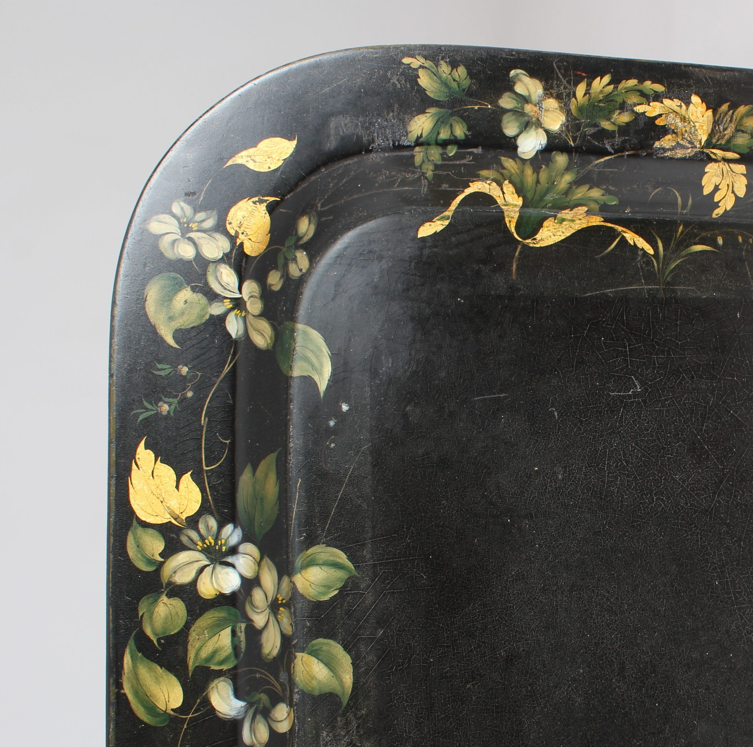 Victorian black papier-mache tray