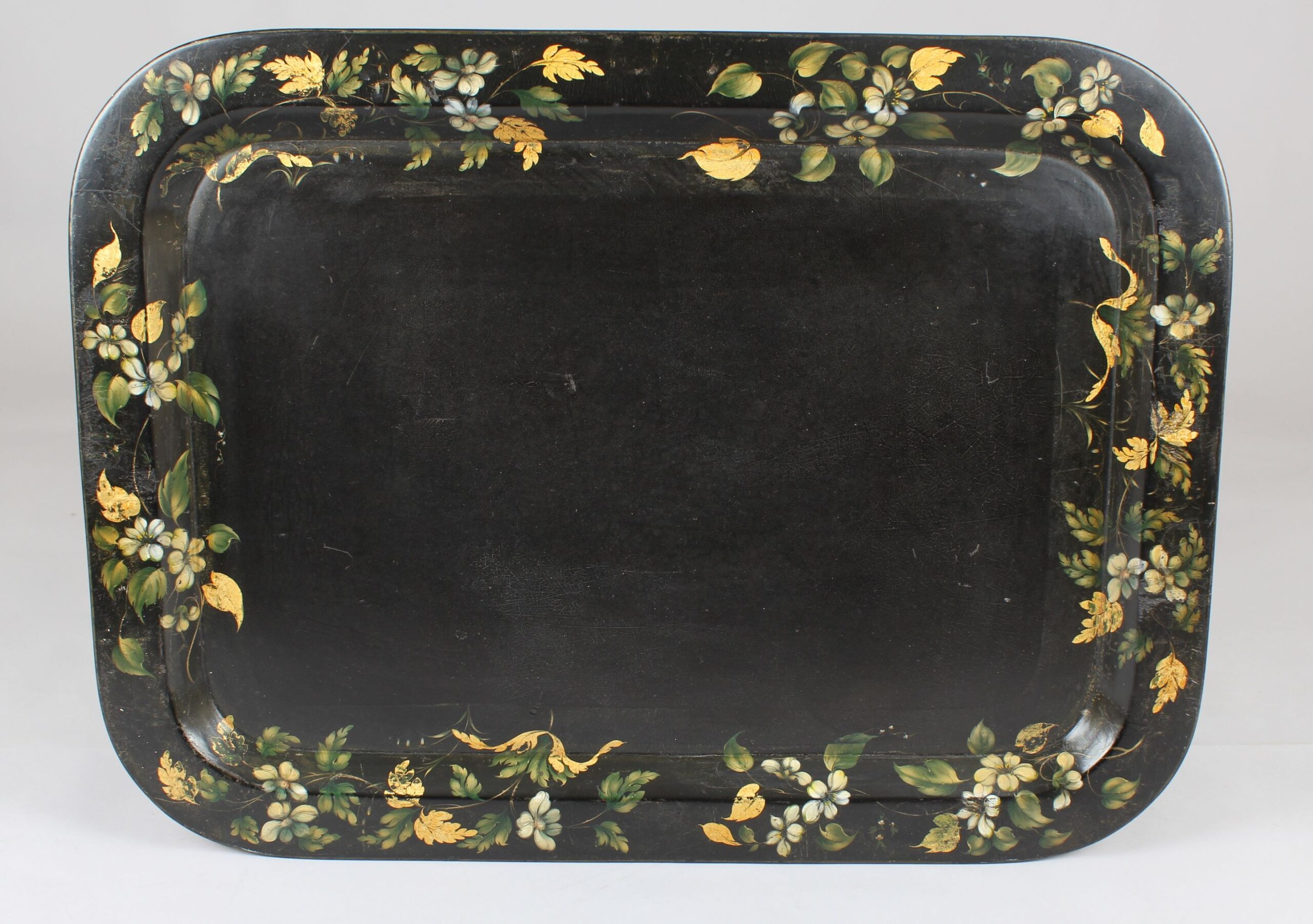 Victorian black papier-mache tray