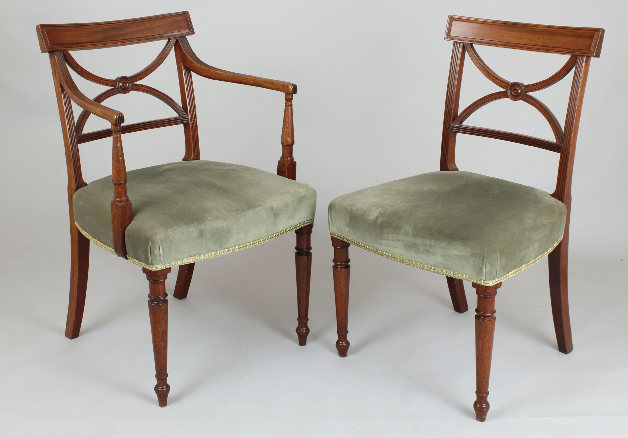 Set of eight George III period mahogany dining-chairs
