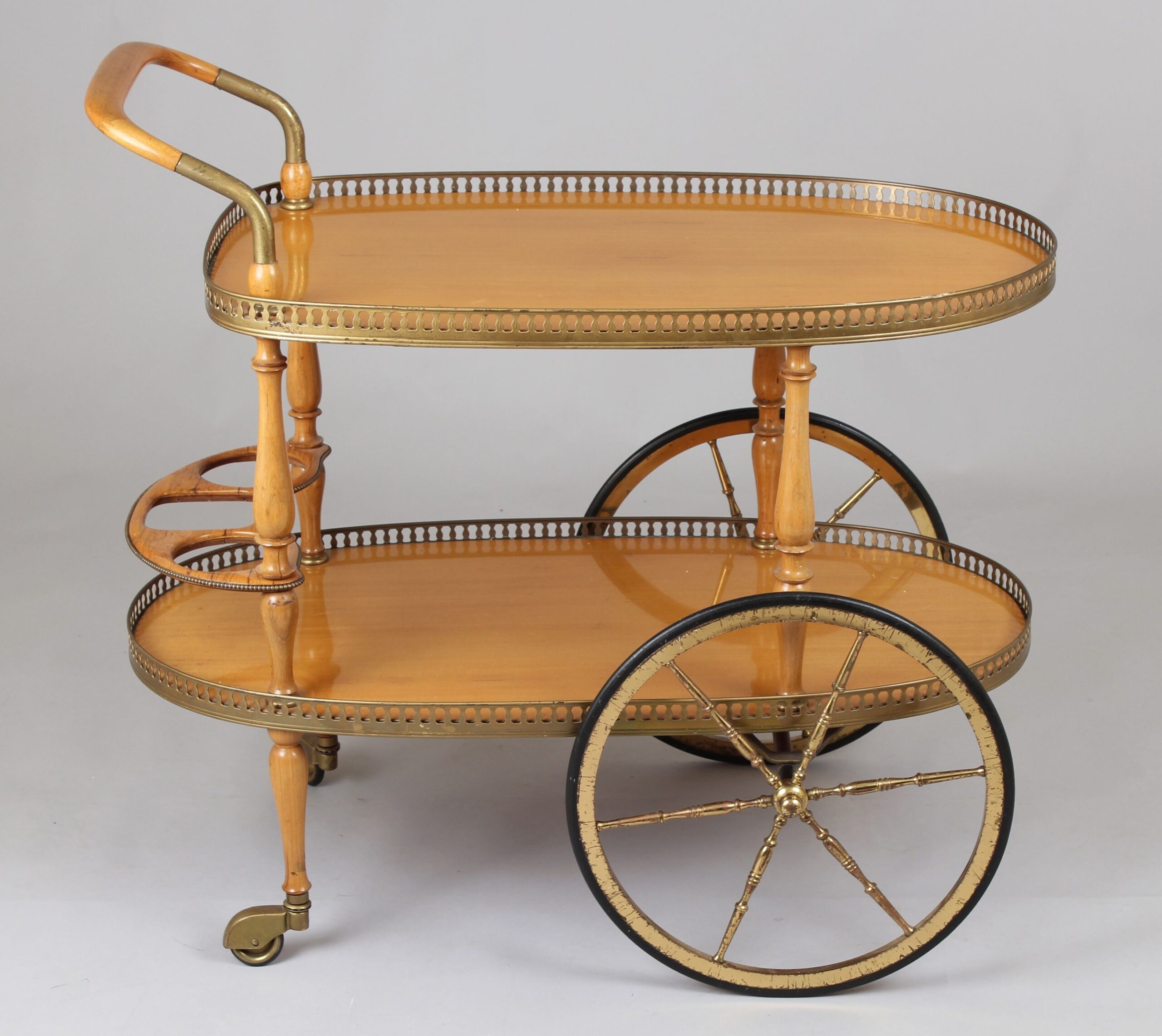 A satin-birch and gilt-brass Cocktail Trolley
