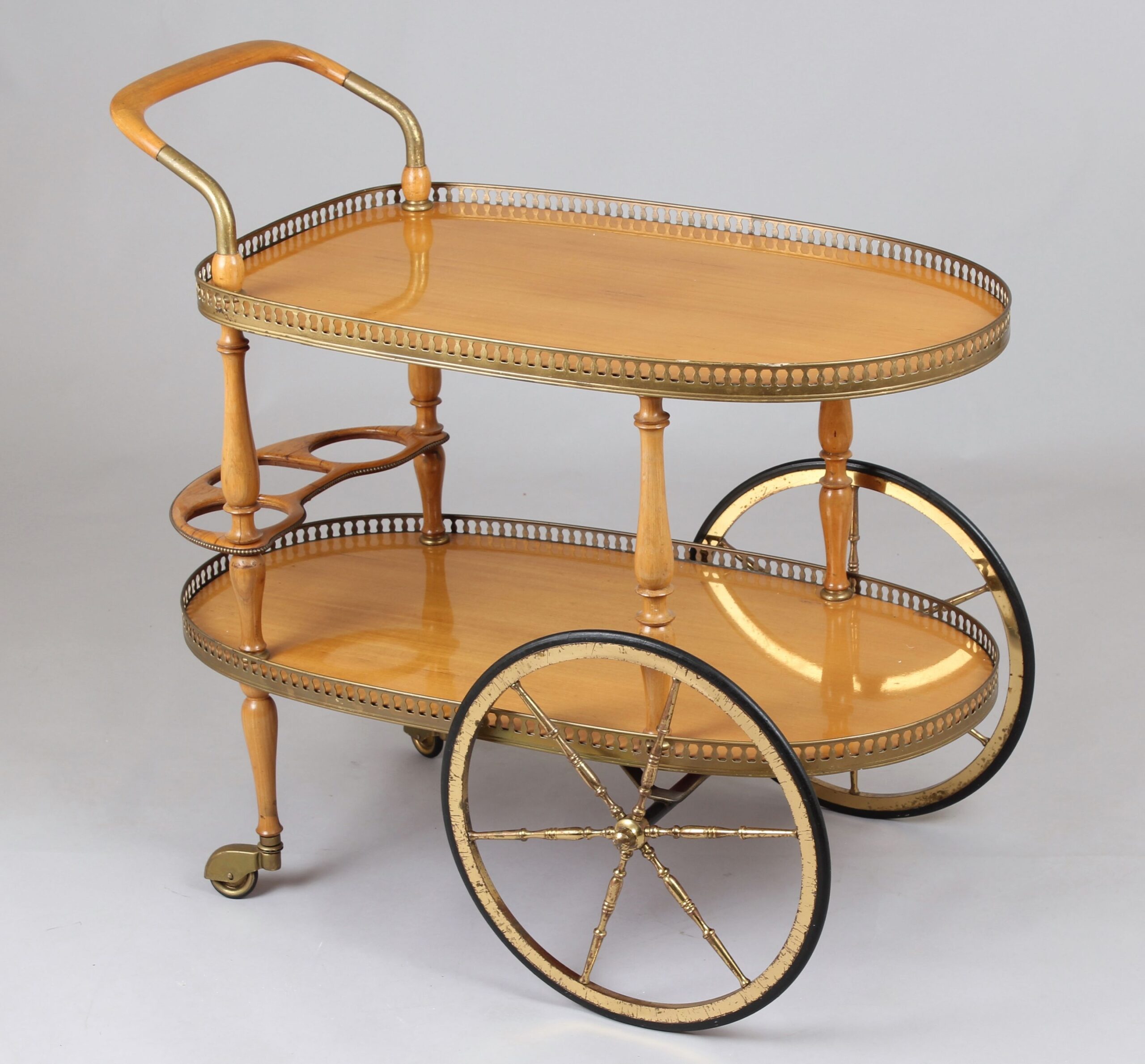 A satin-birch and gilt-brass Cocktail Trolley