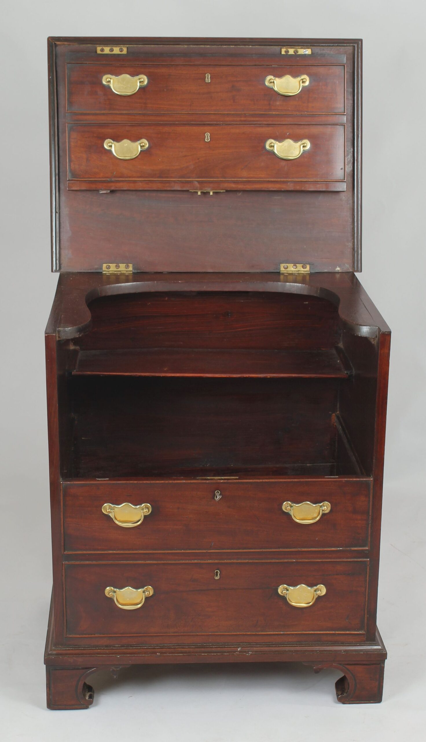 George III period mahogany chest-of-drawers night-table converted to form a drinks’ cabinet