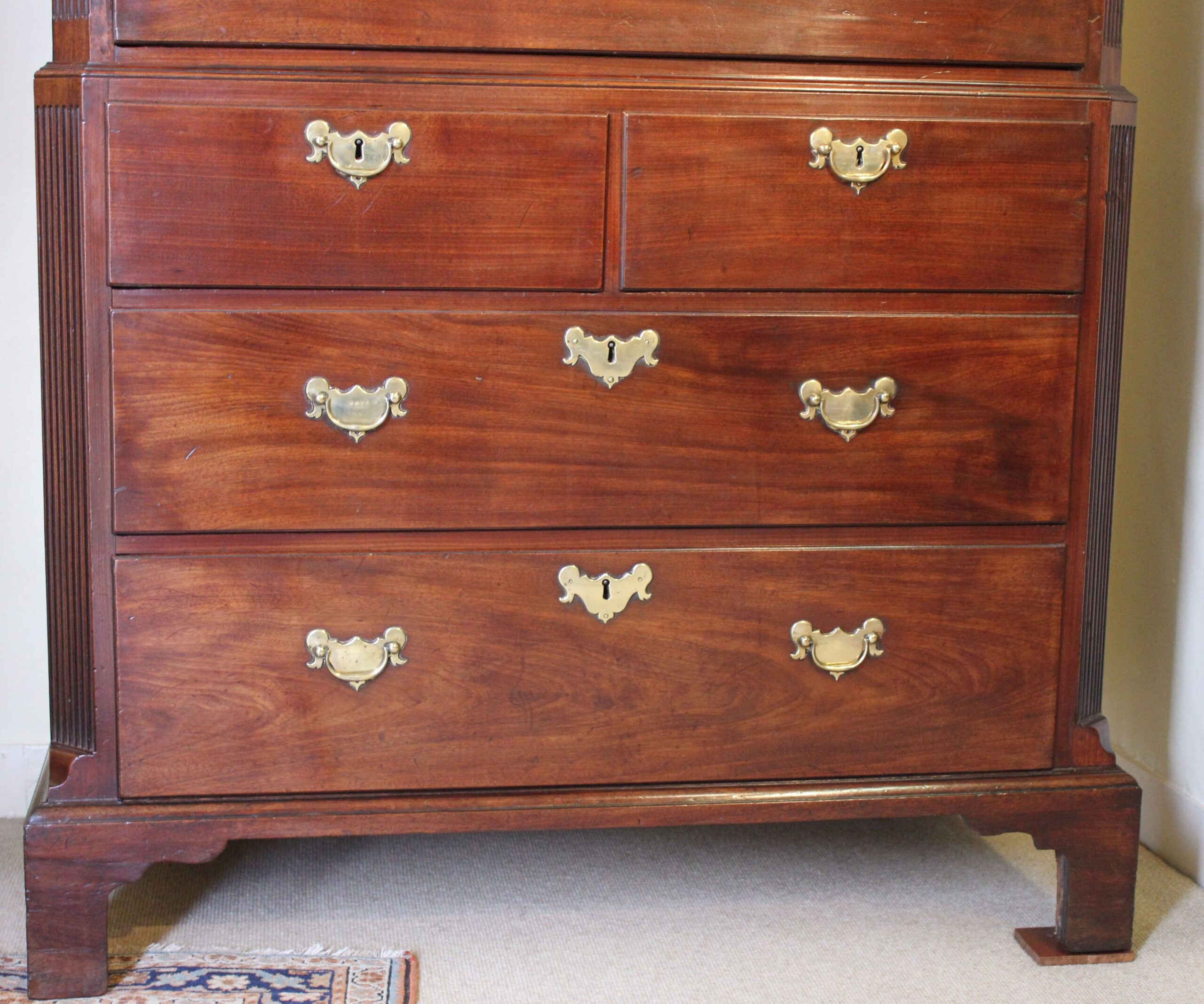 George II period ‘red walnut’ chest on chest of fine quality and rich patina