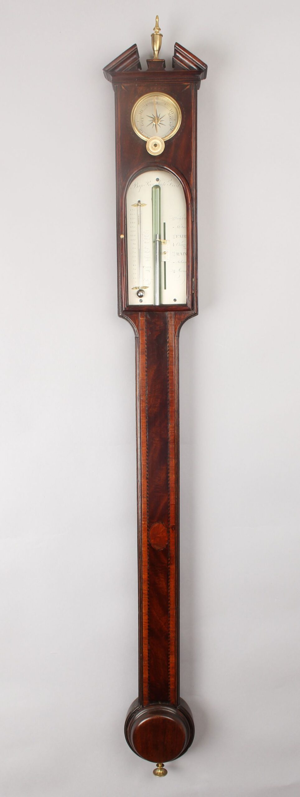 A George III period mahogany stick barometer by Baptista Ronchetti of London