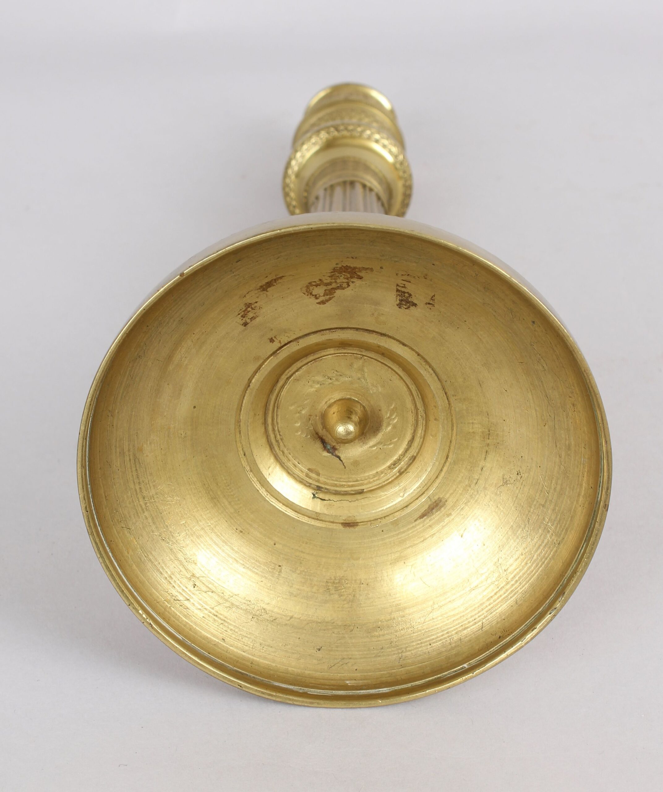 Pair of French brass candlesticks of fine quality and detail.