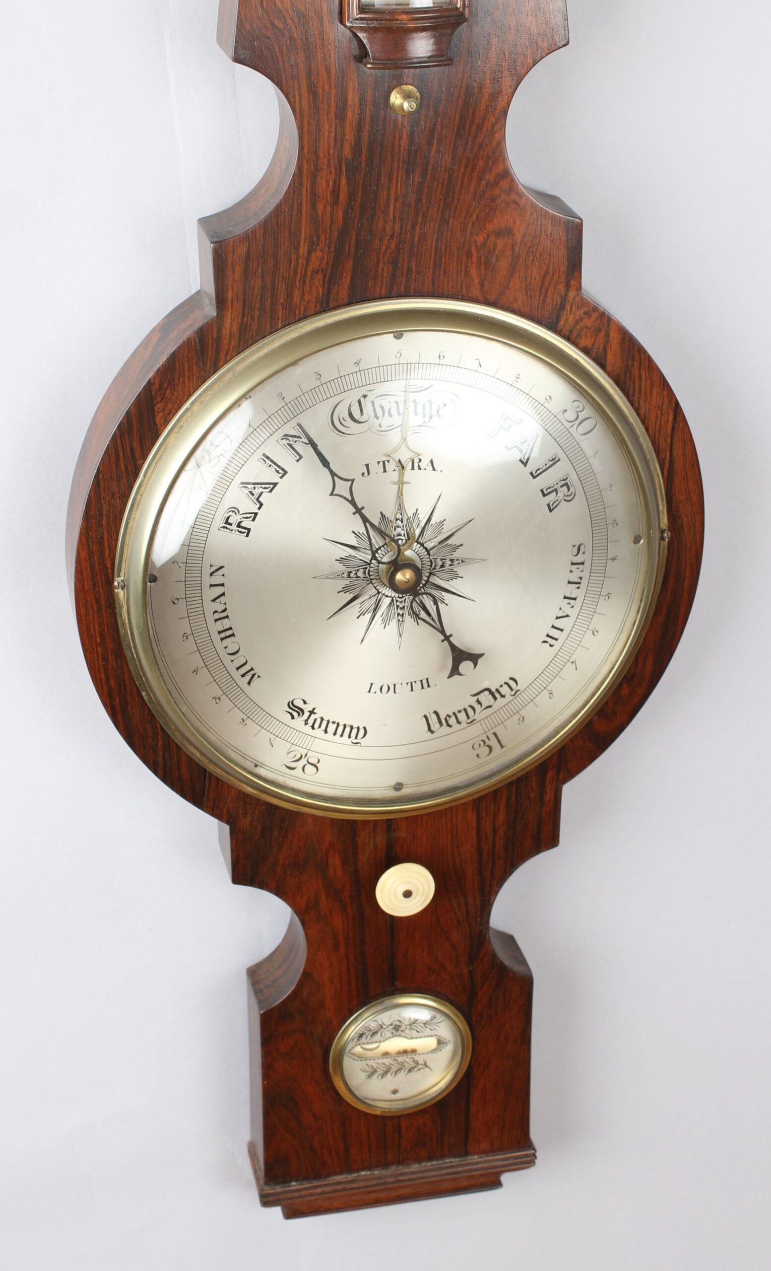 19th century rosewood wheel barometer by J Tara